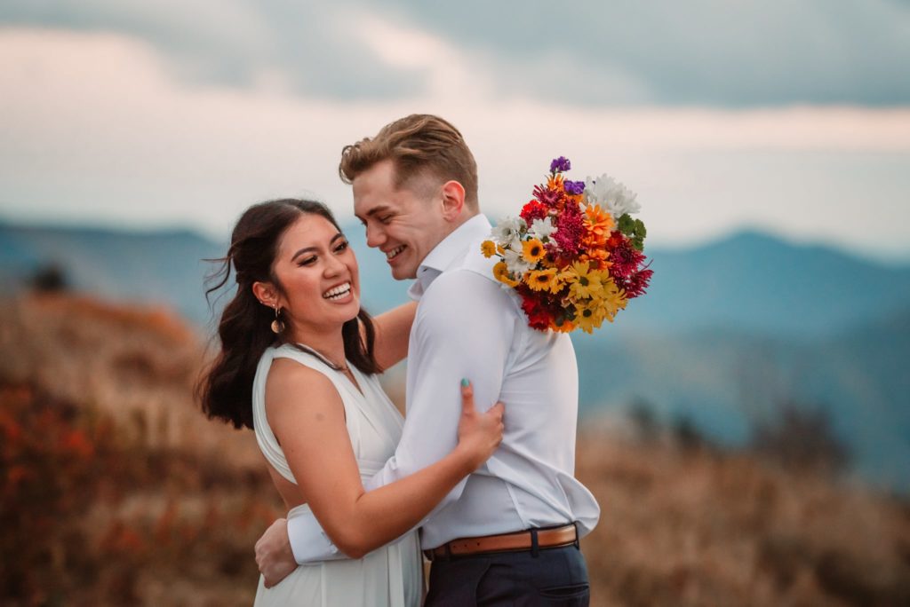 they decided to elope at roan mountain near sunset

