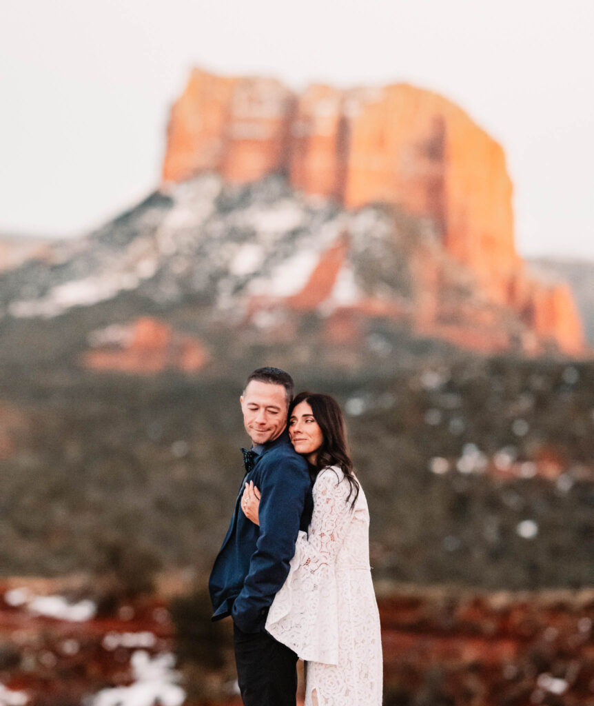 cathedral rock offers many different views for an elopement