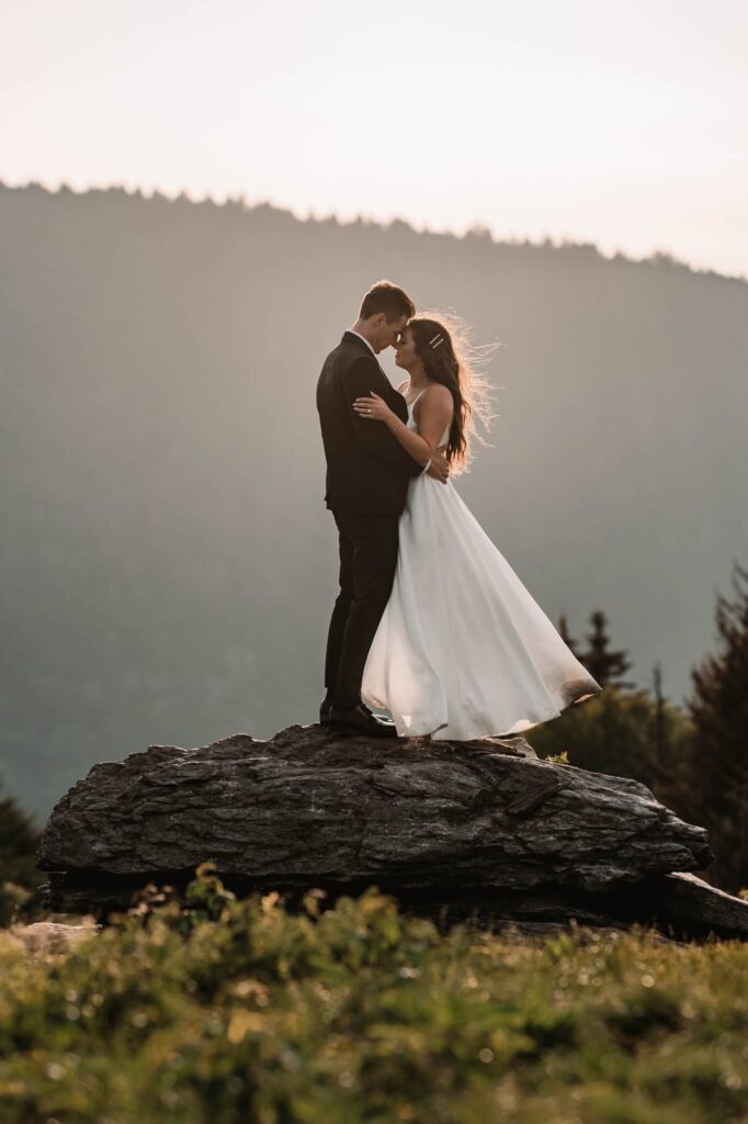 asheville elopement at sunset in the mountains