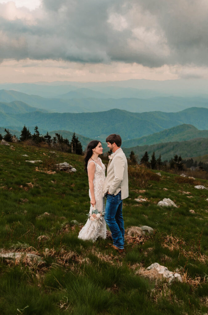 asheville elopement with happy couple
